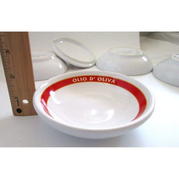 Pottery Barn Parmigiano Olio D'Oliva Bowl Set "Vintage Posters" Dip 4 Bowl/1 Lid - Picture 15 of 15